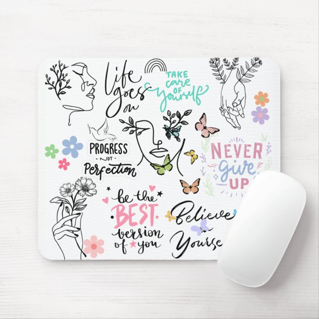 Cute Positive Affirmations Mouse Pad (With Mouse)