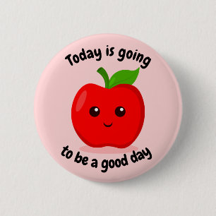 Cute Positive Motivational Kawaii Apple 2 Inch Round Button