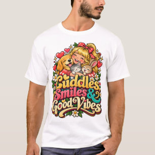 Cute Positive Vibes and Happiness Design T-Shirt