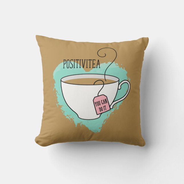 Cute Positivitea Gift for New Home Throw Pillow (Front)