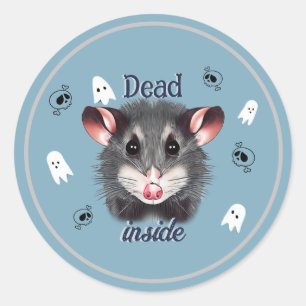 Cute Possum Dead Inside skulls and ghosts stickers