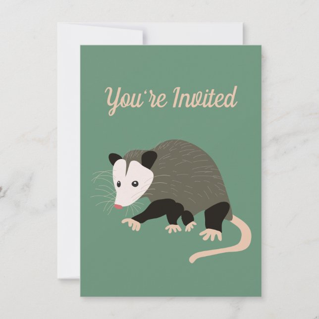 Cute Possum Illustration Custom Birthday Party Invitation (Front)