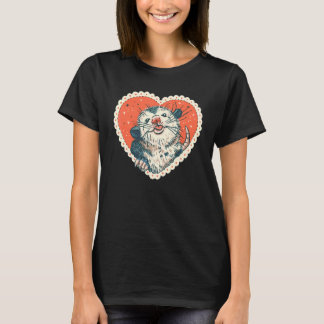 Cute Possum Love Heart For Opossum  Support Team T T-Shirt