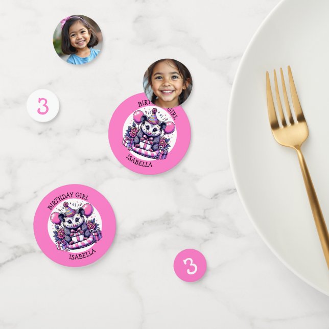 Cute Possum Personalized Girl's Birthday Girl Confetti (Group)