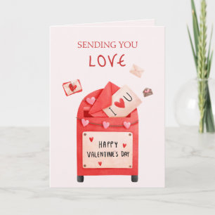 Cute Post Box Happy Valentine's Day Greeting Card