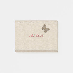 Cute Post It With Gold Butterfly Linen Post-it Notes