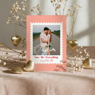 Cute Postage Stamp Photo Hearts Valentine's Day Holiday Card