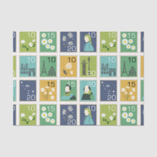 Cute Postage Stamps Tissue Paper