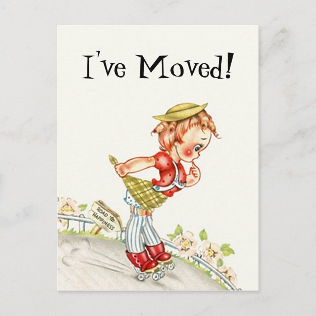 Cute Postcard Vintage Road To Happiness I've Moved (Front)