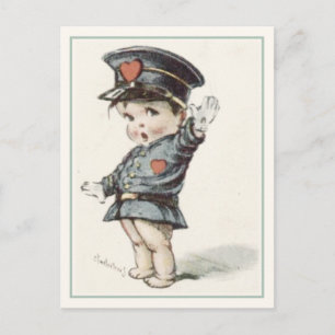 Cute Postcard with Illustrated Love Police Baby