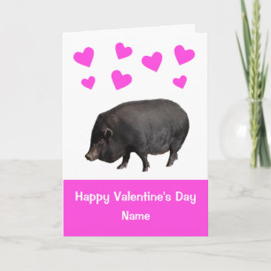 Cute Pot Bellied Pig Valentines Day Card