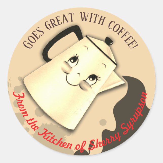 Cute pot de café rétro de la cuisine de sticker (Devant)