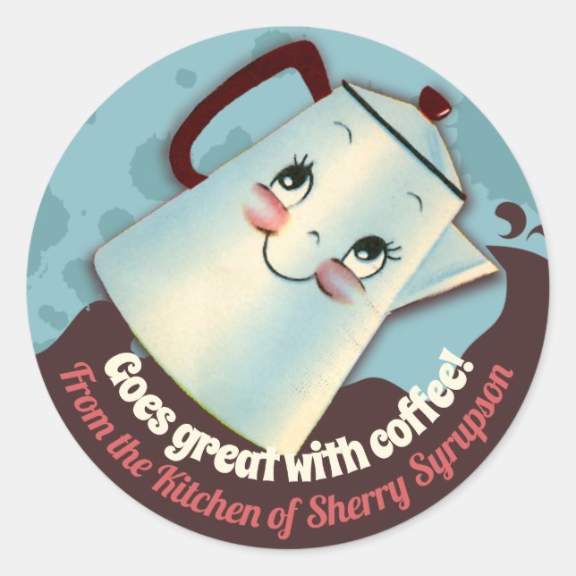 Cute pot de café rétro de la cuisine de sticker (Devant)