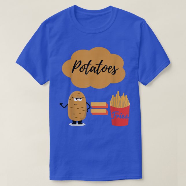 Cute Potatoes And French Fries  T-Shirt (Design Front)