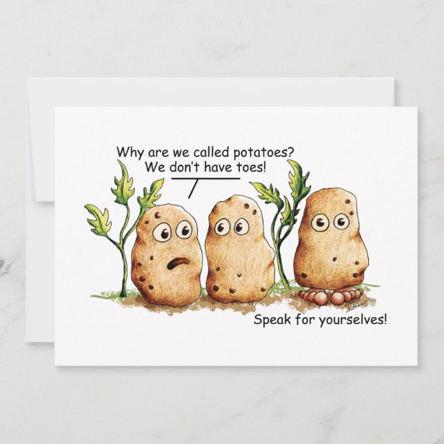 Cute Potatoes Toes Funny Potato Pun Flat Card (Front)