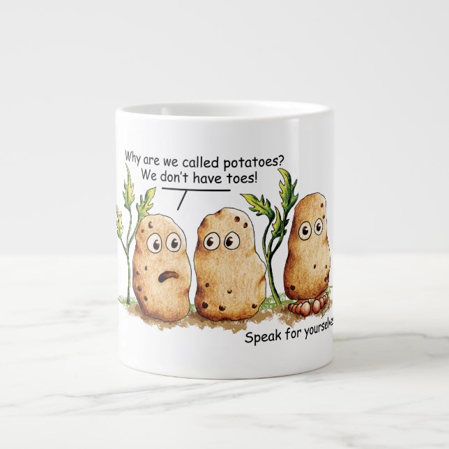 Cute Potatoes Toes Funny Potato Pun  Large Coffee Mug (Front)