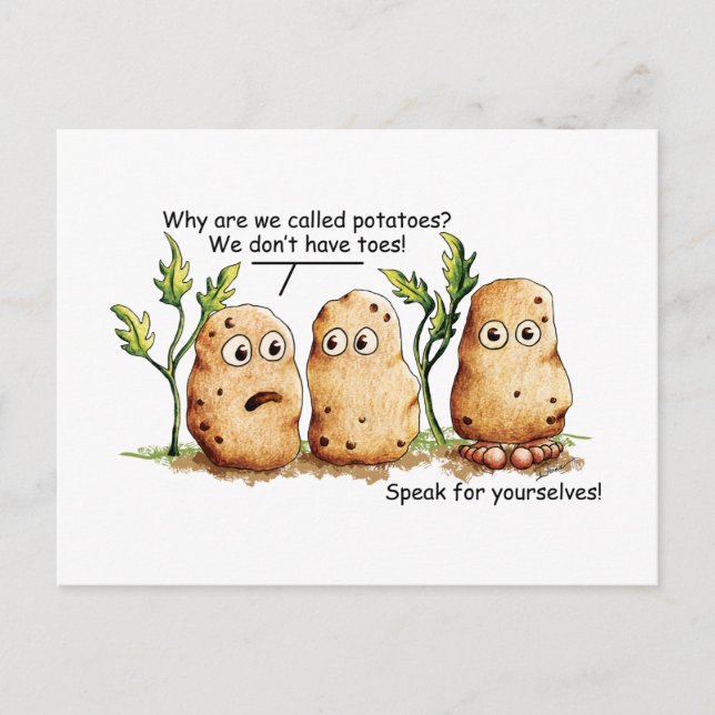 Cute Potatoes Toes Funny Potato Pun Postcard (Front)