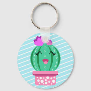 Cute Potted Kawaii Round Cactus Keychain