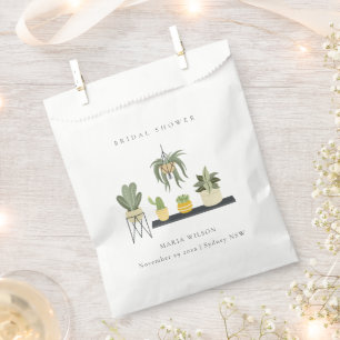 Cute Potted Leafy Succulent Plants Bridal Shower Favour Bag
