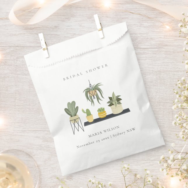 Cute Potted Leafy Succulent Plants Bridal Shower Favour Bag (Clipped)