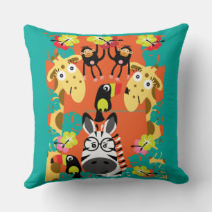 Cute pouponnière jungle animaux décor coussin