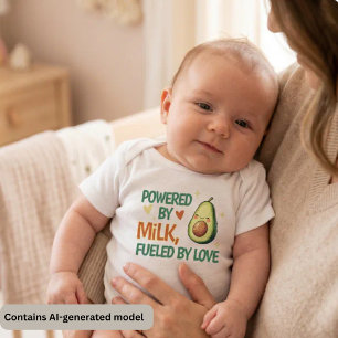 Cute Powered by Milk Fuelled by Love Avocado White Baby Bodysuit
