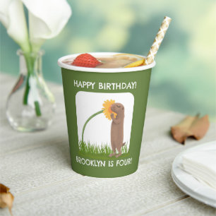 Cute prairie dog personalized birthday cartoon paper cups