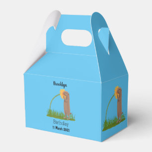 Cute prairie dog sniffing flower cartoon favor box