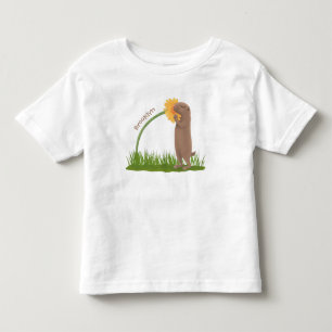Cute prairie dog sniffing flower cartoon toddler t-shirt