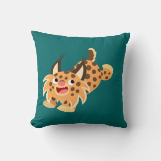 Cute Prankish Cartoon Bobcat Pillow