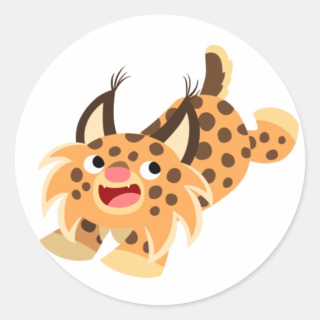 Cute Prankish Cartoon Bobcat Sticker (Front)