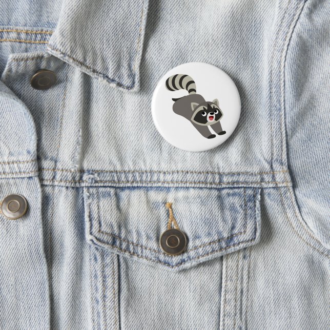Cute Prankish Cartoon Raccoon 2 Inch Round Button (In Situ)