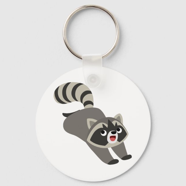 Cute Prankish Cartoon Raccoon Keychain (Front)