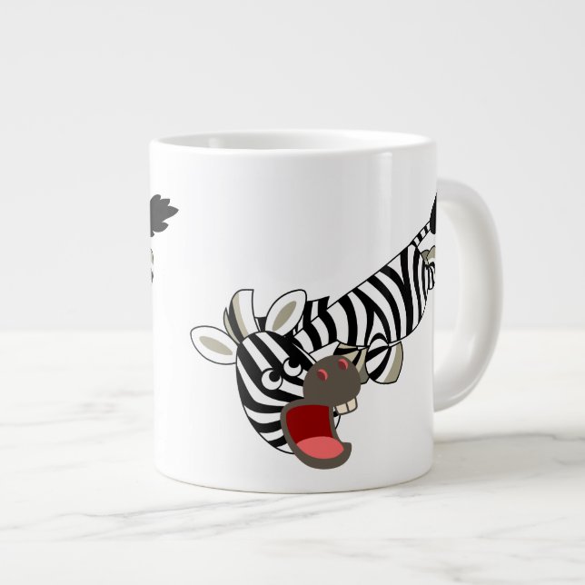 Cute Prankish Cartoon Zebra Jumbo Mug (Front Right)