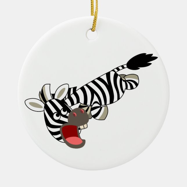 Cute Prankish Cartoon Zebra Ornament (Front)
