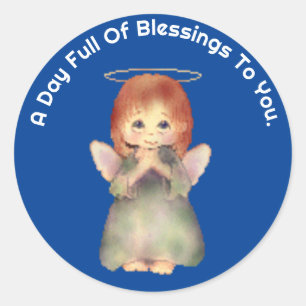 Cute Praying Angel Round Sticker
