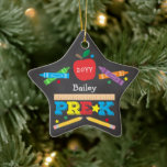 Cute Pre-K Preschool Crayons Chalkboard Photo Star Ceramic Ornament<br><div class="desc">Pre-K photo ornament design features an apple, a ruler, crayons, pencils and bold, colourful fun typography! Click the customize button for more options for modifying the text! Variations of this design, additional colours, as well as coordinating products are available in our shop, zazzle.com/store/doodlelulu. Contact us if you need this design...</div>