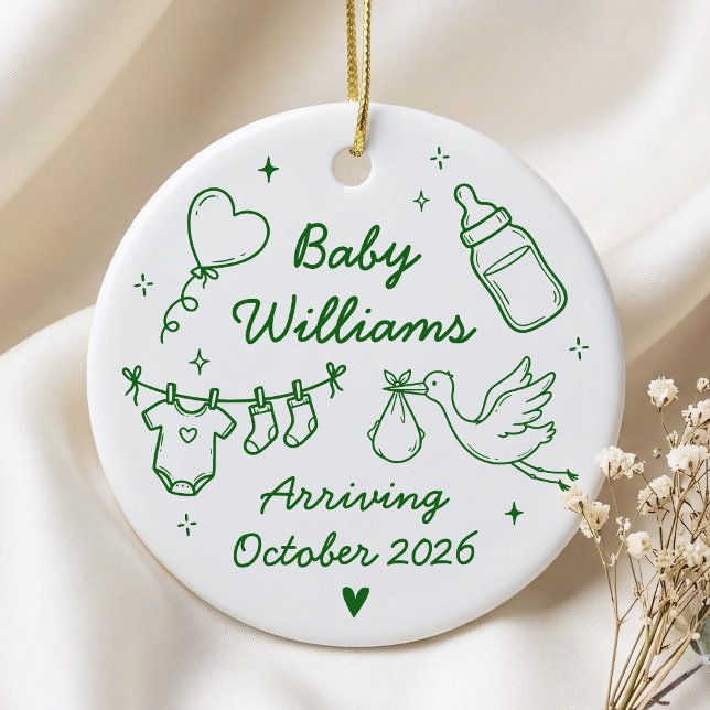 Cute Pregnancy Announcement Ceramic Ornament (Creator Uploaded)