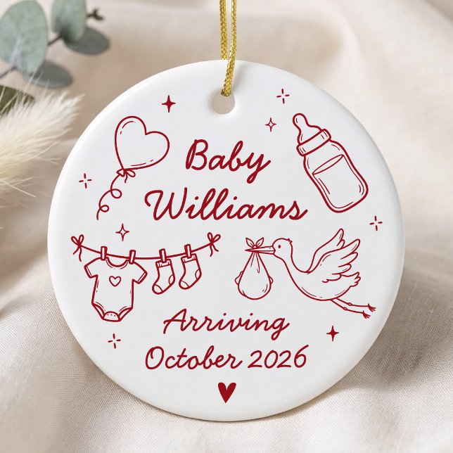 Cute Pregnancy Announcement Ceramic Ornament (Creator Uploaded)