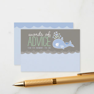 Cute Pregnant Blue Whale Baby Shower Game Mommy Advice Card
