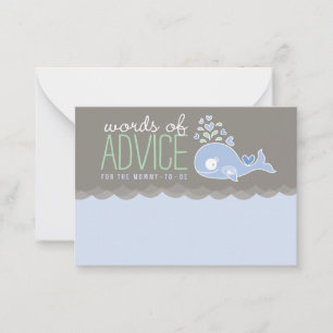 Cute Pregnant Blue Whale Baby Shower Game Mommy Advice Card