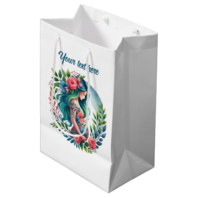 Cute Pregnant Mom customizable  Medium Gift Bag (Front Angled)