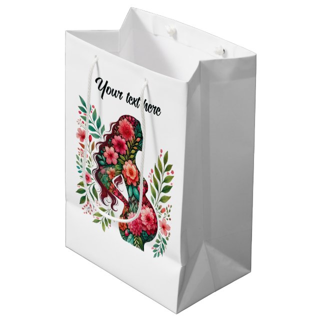 Cute Pregnant Mom customizable  Medium Gift Bag (Front Angled)