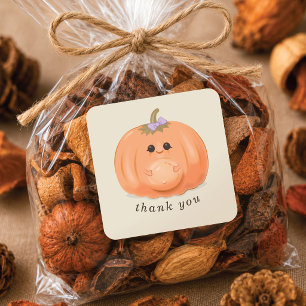 Cute Pregnant Pumpkin   Little Pumpkin Square Sticker