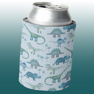 Cute Prehistoric Blue Dinosaur Pattern Can Cooler