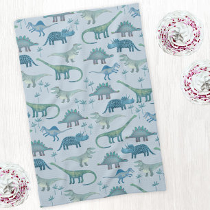 Cute Prehistoric Blue Dinosaur Pattern Kitchen Towel