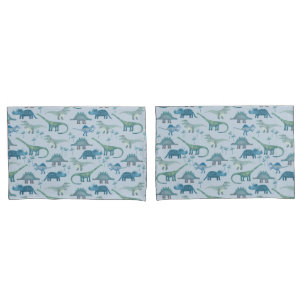 Cute Prehistoric Blue Dinosaur Pattern Pillowcase
