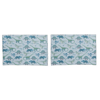 Cute Prehistoric Blue Dinosaur Pattern Pillowcase