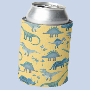 Cute Prehistoric Dinosaur Pattern Yellow Can Cooler
