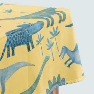 Cute Prehistoric Dinosaur Pattern Yellow Tablecloth